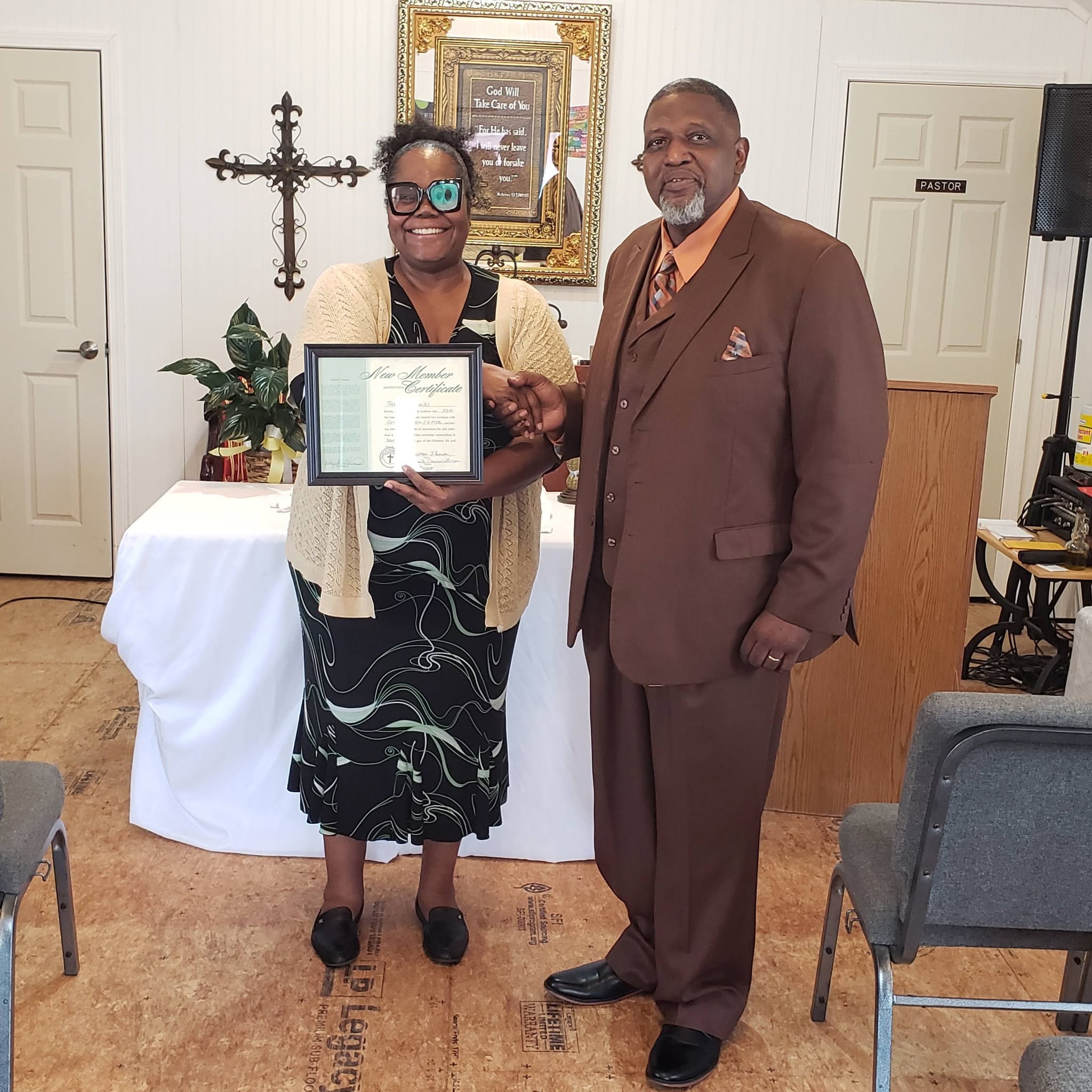 Receiving Her New Member Certificate